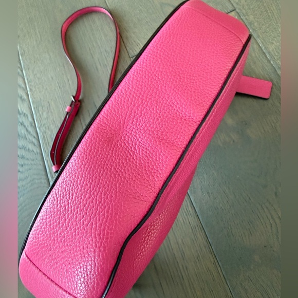 LIKE NEW Coach Chelsea Floral Dark Pink Leather Bag w/Matching Accordion Wallet - Picture 6 of 9